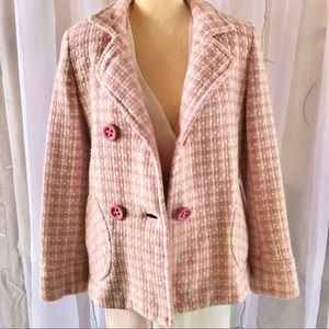 Collection by Gallery Pink Plaid Wool/Nylon Coat size medium